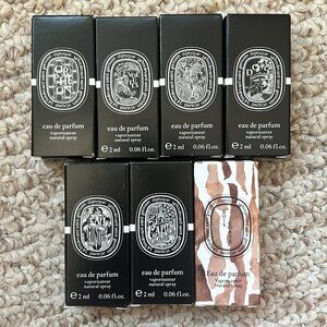 NEW Diptyque 7x Unique Scents EDP Spray Sample Vial 2 ml ea. Unisex
